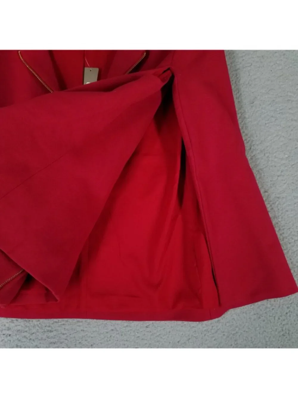 NEW Chico's Cape Jacket Women's 1/ Medium Ponte Red Zip Up Office Career Stretch